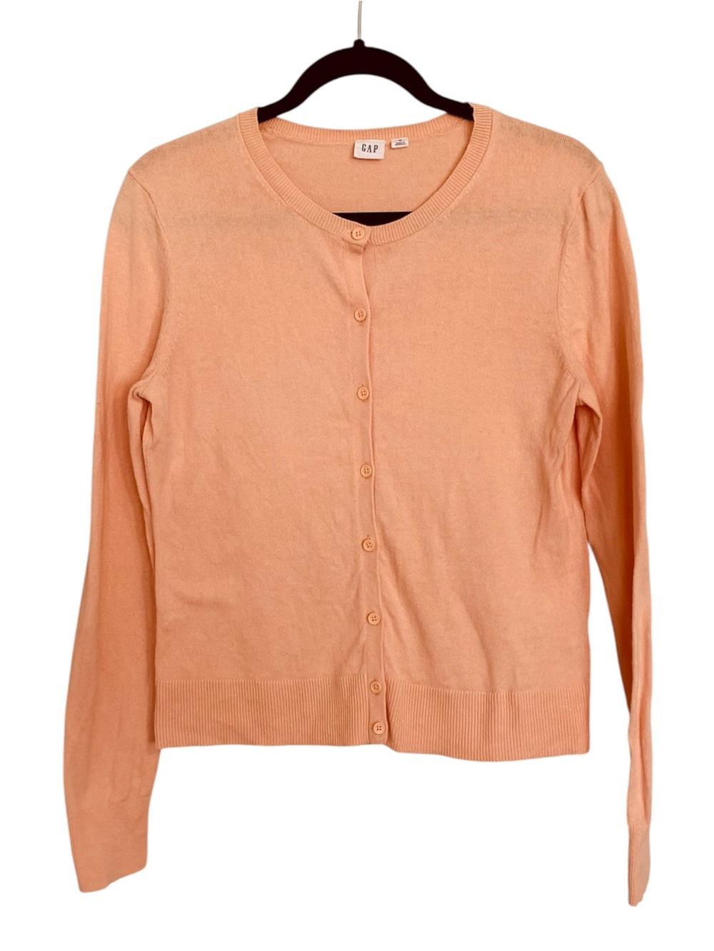 GAP Peach Martini Cotton Crewneck Cardigan Women’s Medium - Picture 2 of 8